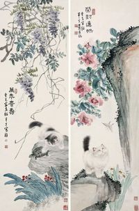 陈半丁 曹克家 荣封进供?万年贵寿 （二件） 镜心