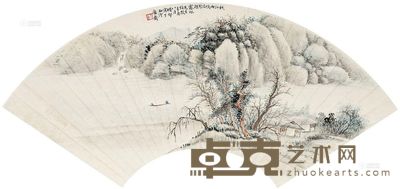 楼辛壶 1921年作 秋江雨后 扇面 19×52cm