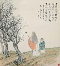 王梦白 1927年作 策杖寻梅图 立轴