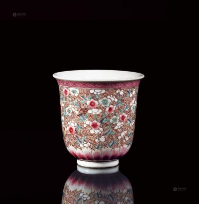 现代 粉彩花卉铃铛杯