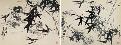 刘昌潮 竹石 （二帧） 镜心