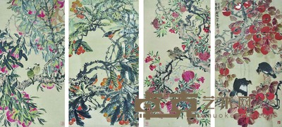 赵合俦 花鸟四条屏 96x51cmx4 17.64平尺