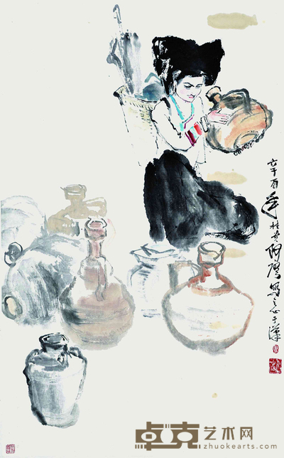 廖连贵 酿酒图 98x50cm 4.41平尺