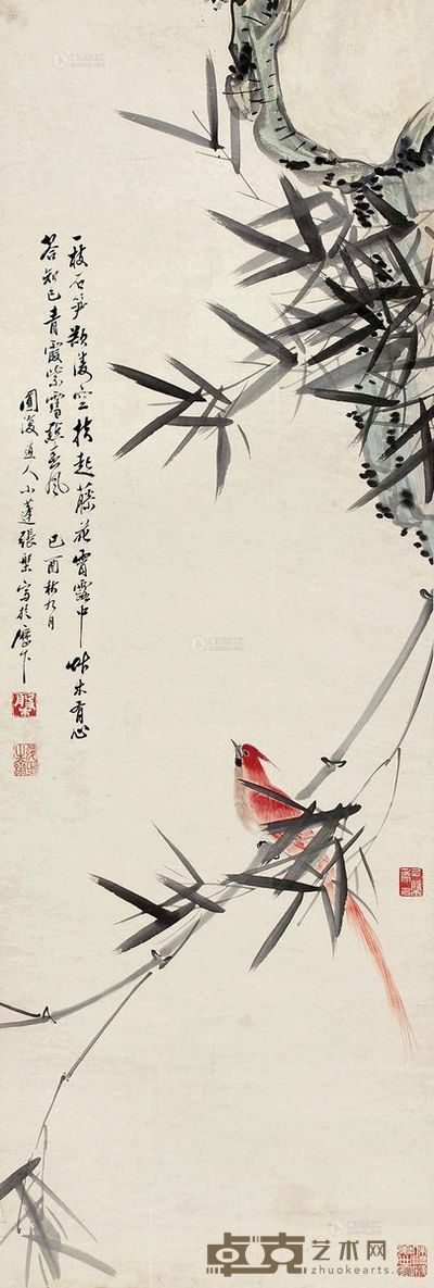 张槃 花鸟 立轴 <em>94×30cm</em>