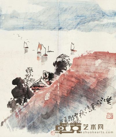 郭公达 山水 镜片 <em>60×50cm</em>