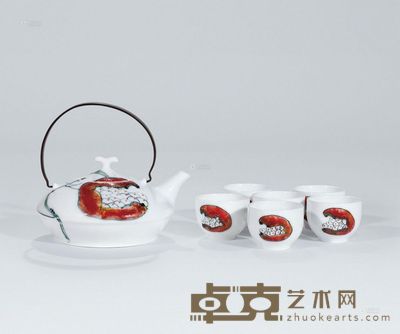 尉涧松 高温颜色釉七头茶具 <em>高14.0cm;高4.5cm×6</em>