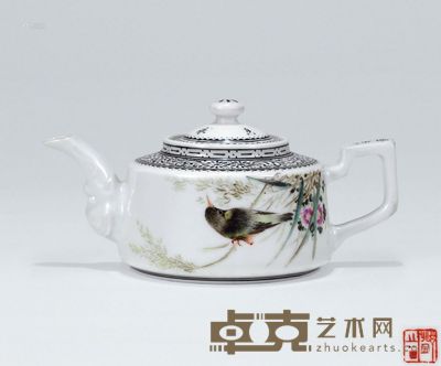 邓肖禹 粉彩「花鸟」执壶 <em>高8.0cm</em>