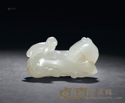清 白玉圆雕马上封侯摆件 <em>长4.8cm</em>