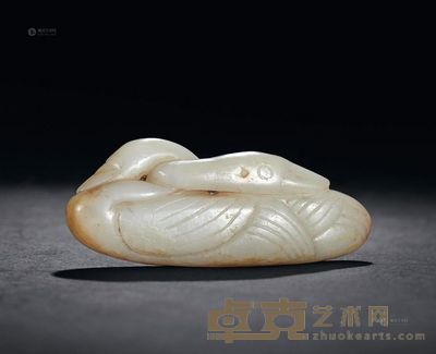 明以前 白玉圆雕双鹅摆件 <em>长6.6cm</em>