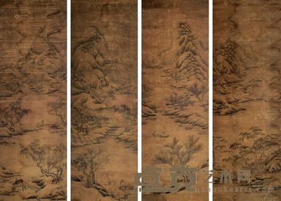 邵弥 山水 四屏立轴 <em>122×41cm×4</em>