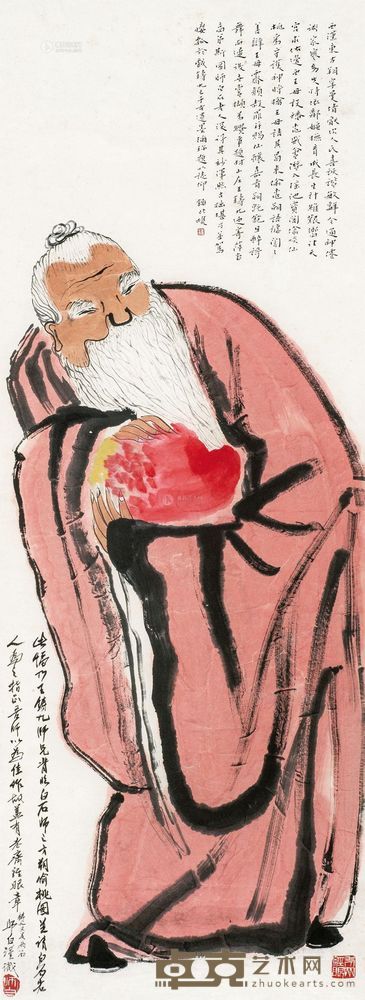 王铸九 偷桃图 立轴 <em>99×36cm</em>