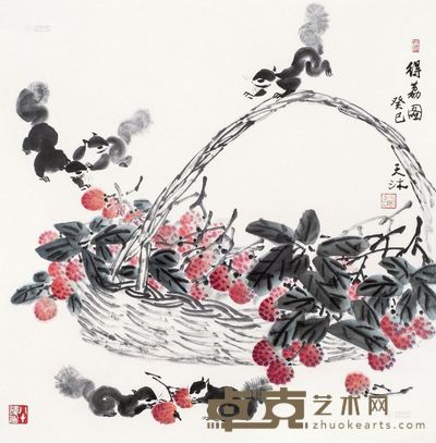 姚天沐 得荔图 镜片 <em>68×68cm</em>