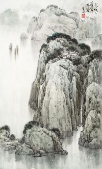 朱同 山水 镜片