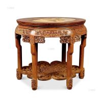 清中期 红木灵芝纹圆桌