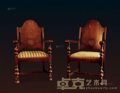 十九世纪 胡桃木 Walnut 扶手椅 （一对） <em>112×67×66cm×2</em>