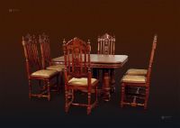 胡桃木餐桌椅 （七件套）