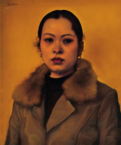 庞茂琨 2001年作 穿皮衣的女人