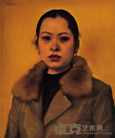 庞茂琨 2001年作 穿皮衣的女人 <em>61×50cm</em>