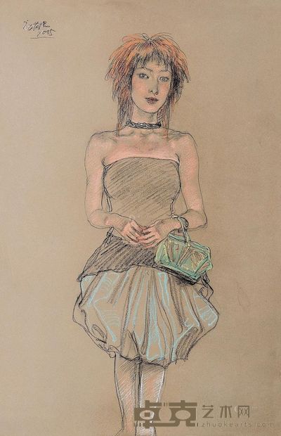 庞茂琨 2005年作 摩登少女 <em>59×39cm</em>