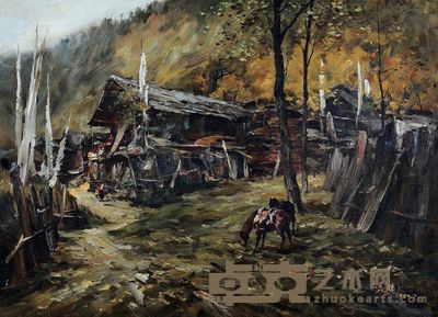 杜詠樵 1990年作 放马 <em>83×113cm</em>