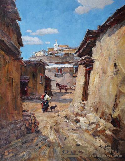 杜詠樵 1991年作 深巷 <em>89×69cm</em>