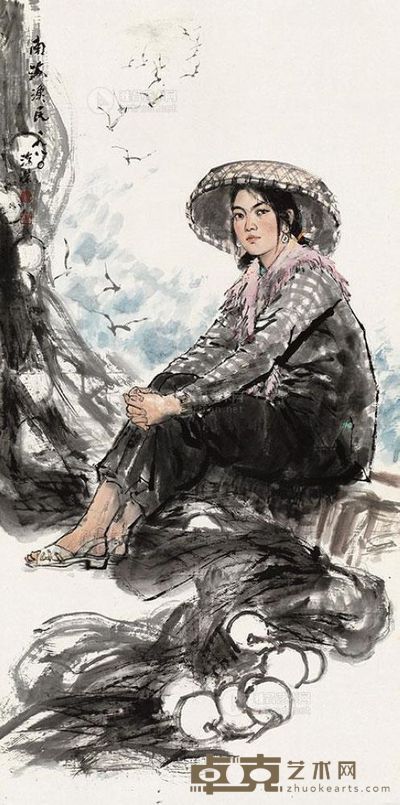 刘济荣 1980年作 南海渔民 镜片 <em>141×70cm</em>