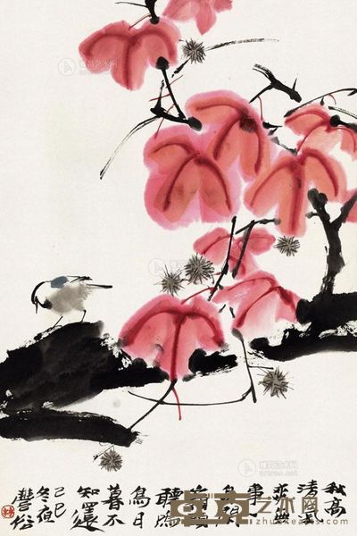 林丰俗 己巳(1989年)作 秋高清气爽 镜片 <em>70×47cm</em>