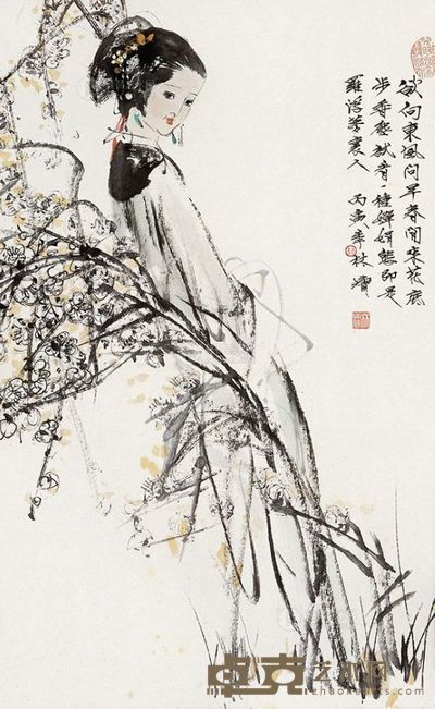 林墉 丙寅(1986年)作 早春 镜片 <em>96×58cm</em>