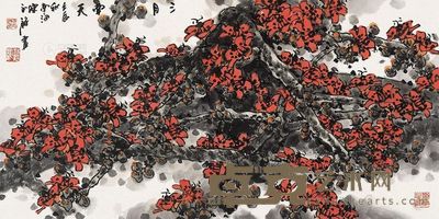 陈永锵 壬辰(2012年)作 三月南天 镜片 <em>69×138cm</em>