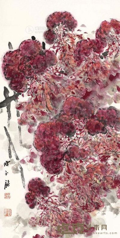 陈永锵 鸡冠花 镜片 <em>137×69cm</em>