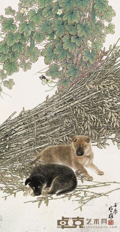 方楚雄 壬辰(2012年)作 两小无猜 镜片 <em>133×70cm</em>