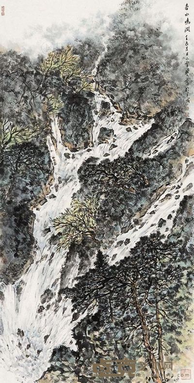方楚乔 壬辰(2012年)作 春水鸣涧 镜片 <em>137×69cm</em>