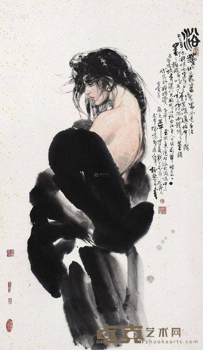 单柏钦 壬午(2002年)作 浴 镜框 <em>118×68cm</em>