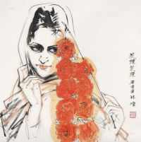 林墉 辛酉（1981年）作 花环花环 镜框