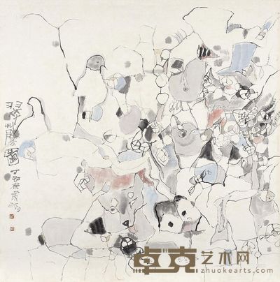 石虎 丁卯(1987年)作 翠荫图 镜框 <em>68×68cm</em>