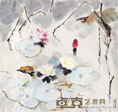 鸥洋 红荷 镜框 <em>67×67cm</em>