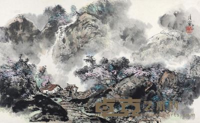 王维宝 甲子（1984年）作 山水 镜框 <em>60×96cm</em>