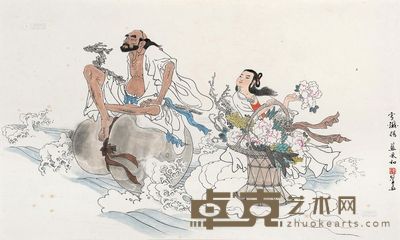 陈衍宁 李铁拐与蓝采和 镜框 <em>41×68cm</em>