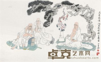 陈衍宁 芭蕉罗汉 沉思罗汉与静坐罗汉 镜框 <em>41×68cm</em>