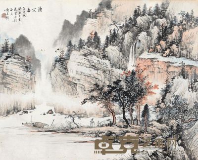 黄君璧 戊辰（1928年）作 渔父图 镜框 <em>33×42cm</em>