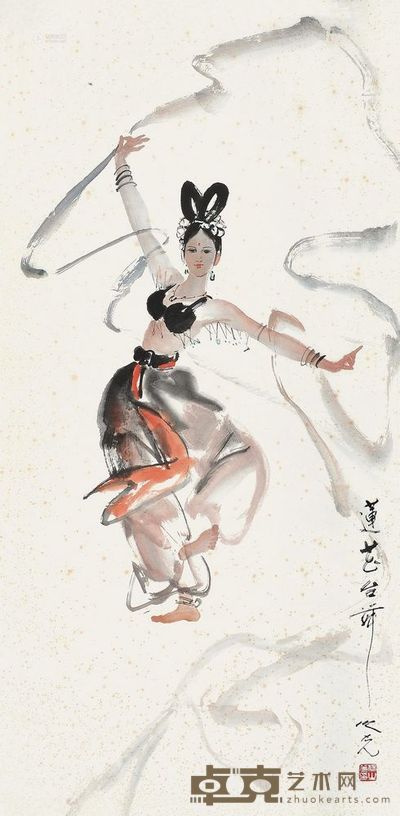 杨之光 莲花台舞 镜框 <em>134×65cm</em>