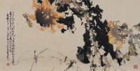 赵少昂 庚戌（1970年）作 向日葵上的螳螂 镜框
