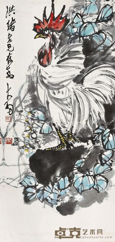 陈大羽 公鸡 镜片 <em>100×48cm</em>