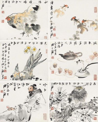 陈永锵 乙酉（2005年）作 端午写意系列 （六帧） 镜片
