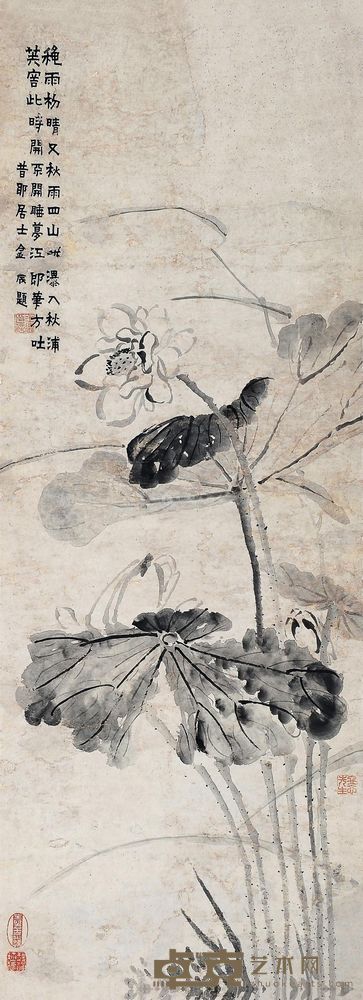 金农 (款) 荷花 立轴 <em>114×42cm</em>