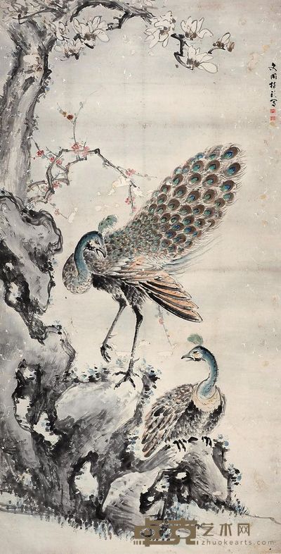黄锦 孔雀图 镜片 <em>269×135cm</em>