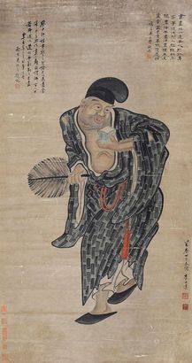 李士达 （款） 丁巳（1617年）作 济公 立轴