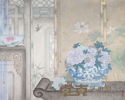 刘宏伟 壬辰(2012年)作 怜君庭下媚芙蓉 镜片 <em>90×112cm</em>