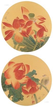 谢少威 荷花 （两帧） 镜片