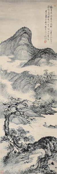 吴观岱 辛酉（1921年）作 山水 镜片